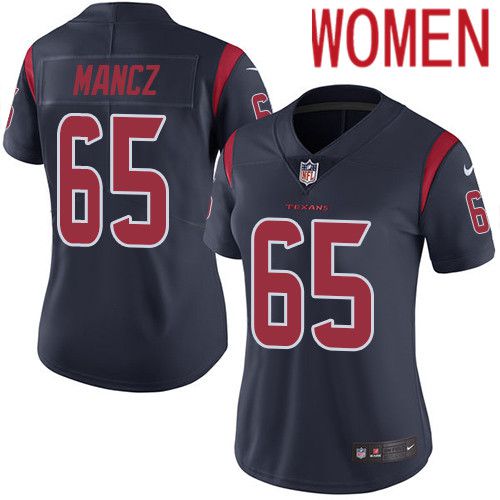 Women Houston Texans #65 Greg Mancz Navy Blue Nike Rush Vapor Limited NFL Jersey->women nfl jersey->Women Jersey